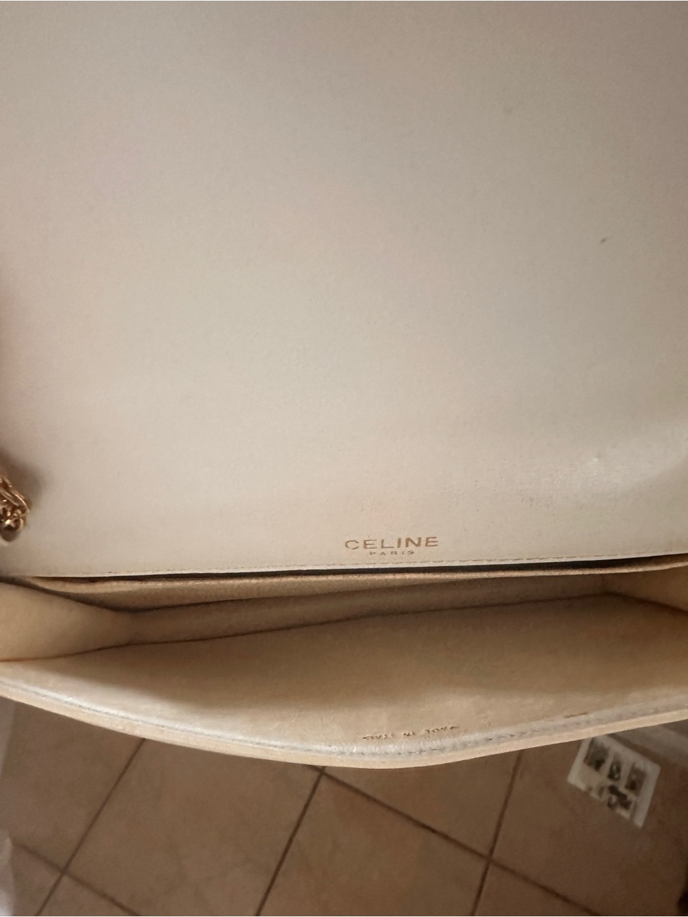 Celine White Leather Crossbody with Gold Chain and Medallion - Picture 7 of 7